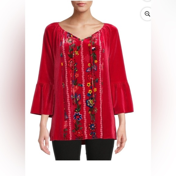 The Pioneer Woman Printed Velvet Peasant Blouse Women’s Size Large - Picture 1 of 9